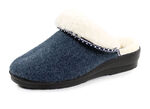 Warme Damen-Hausschuhe, Weite H, mit Wolle BLAU