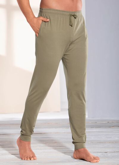 Schlaf- und Freizeithose mit BIO Baumwolle, B&uuml;ndchenabschll&uuml;ssen  und Durchzugsband 