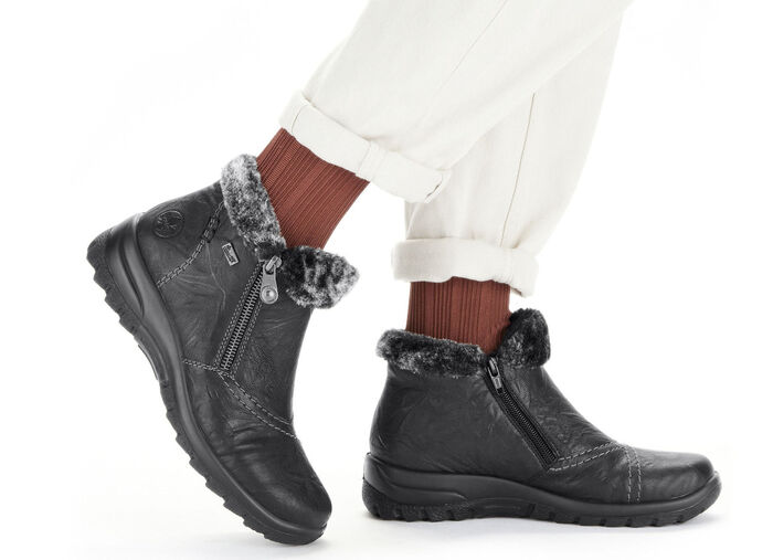 Rieker, gefütterte Damen-Boots, Winterschuhe, mit Reißverschluss SCHWARZ