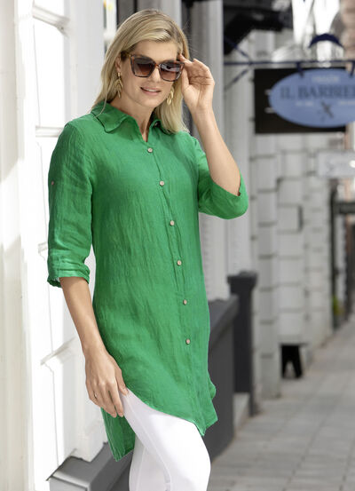 Longbluse aus Leinen 