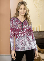 Shirt mit Tierfell-Dessin in 3 Farben BORDEAUX-GRAU-ECRU