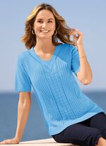 Pulli mit streckender Struktur BLEU