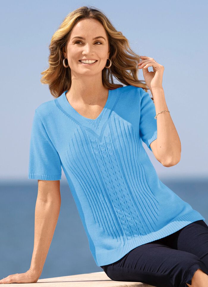 Pulli mit streckender Struktur BLEU