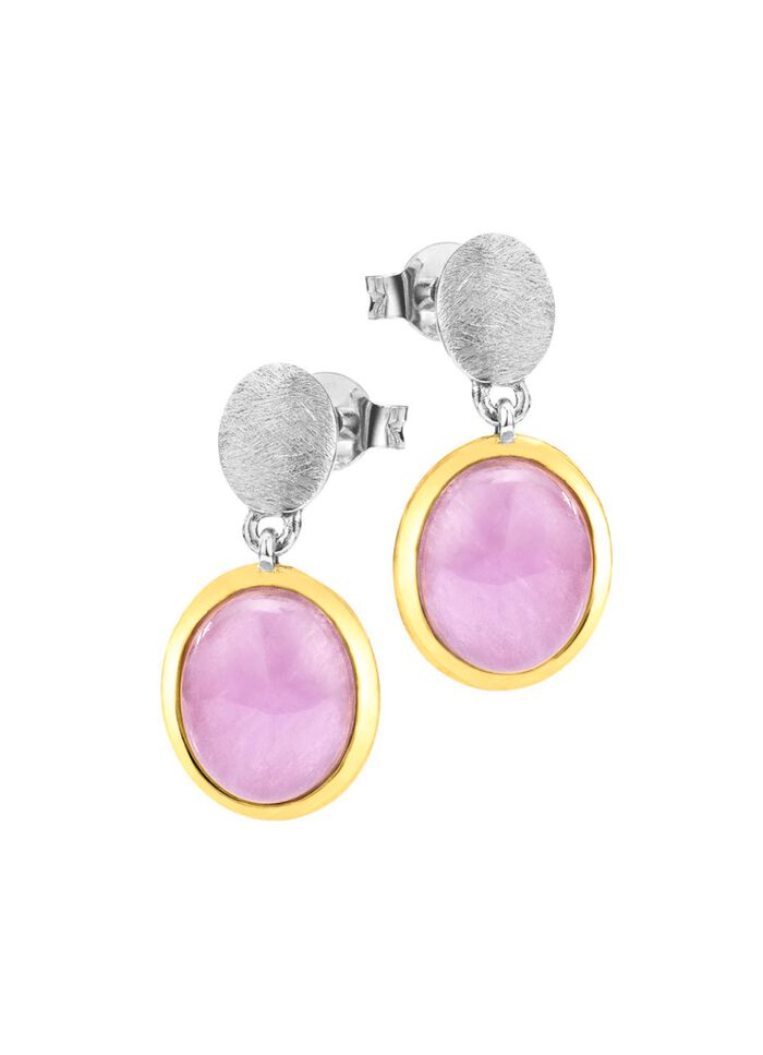 Ohrstecker in Bicolor mit Milky-Kunzit 