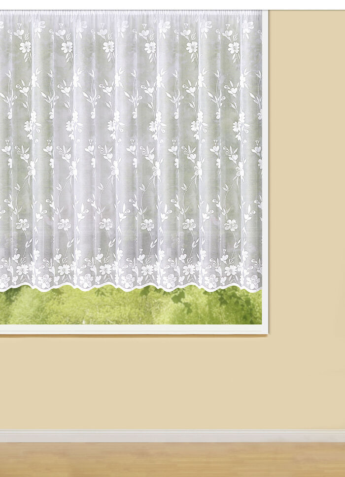Blumenfenster-Store Blumenranke mit Universalschienenband 