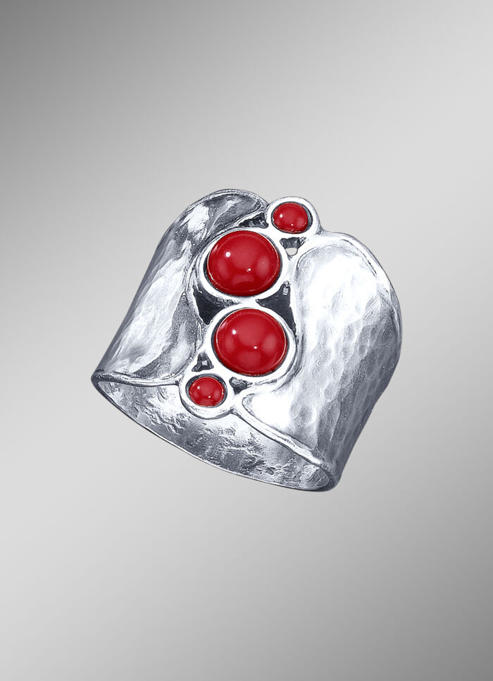 Außergewöhnlicher Damenring mit Koralle 