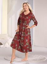 Laurina Nachthemd, kn&ouml;chellang mit gro&szlig;z&uuml;giger Motivspitze  