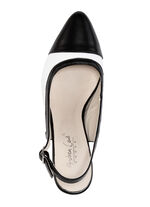 Andrea Conti, schicke Damen-Slingpumps, mit Gummizug SCHWARZ-WEISS
