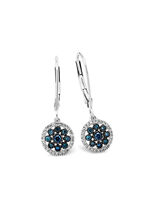 Schöne Ohrringe mit blauen Brillanten und weißen Diamanten 