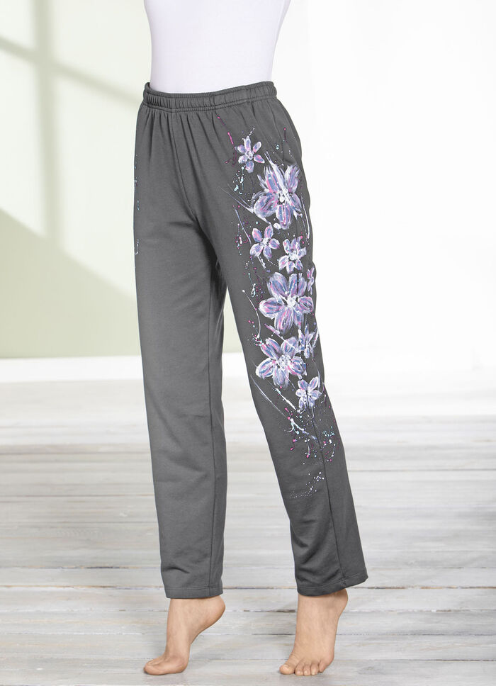 Hose mit tollem Floral Dessin ANTHRAZIT