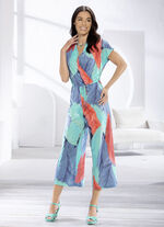 Jumpsuit mit V-Ausschnitt in Wickeloptik 