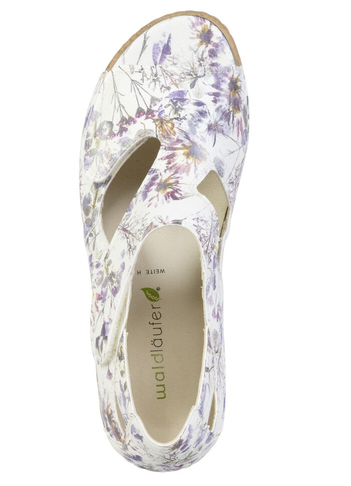 Waldläufer, bequeme Damen-Sandalen, Weite H, mit herausnehmbarem Fußbett ECRU-BUNT