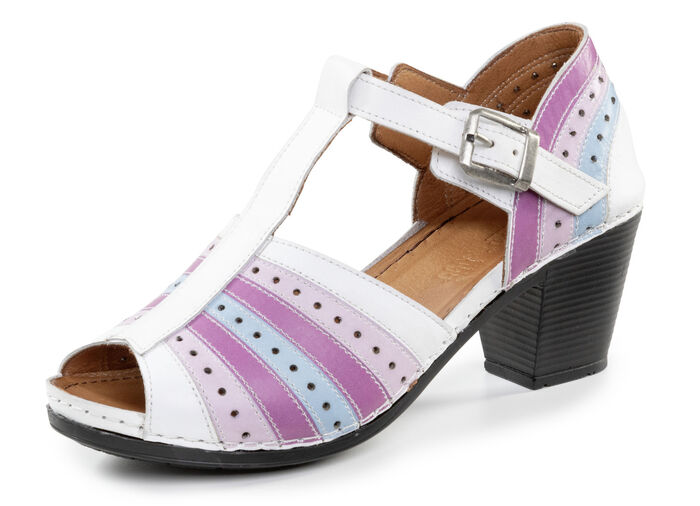 Gemini Stegspangen-Sandalette mit Zierlochung WEISS-BUNT