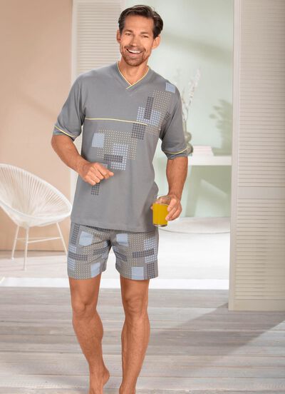 Shorty mit V-Ausschnitt und Druckmotiv 