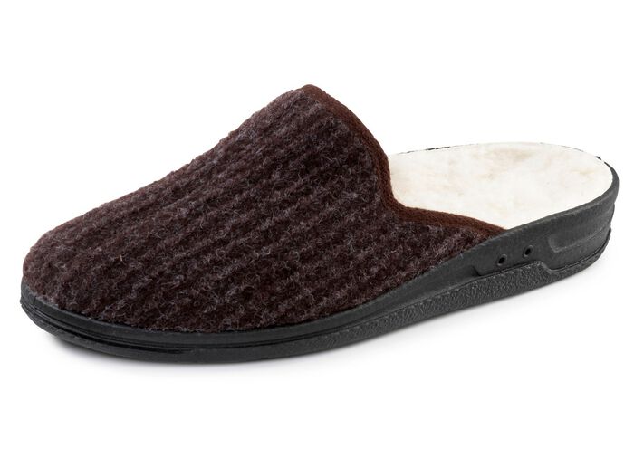Gef&uuml;tterte Herren-Hausschuhe, mit Schurwolle BRAUN