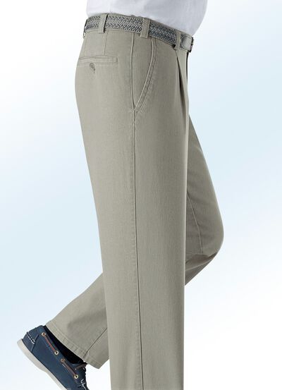 Unterbauch-Jeans mit Bundfalten in 3 Farben 