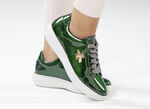 ELENA EDEN Sneaker aus Lackleder mit edlem Metallschmuck DUNKELGRÜN