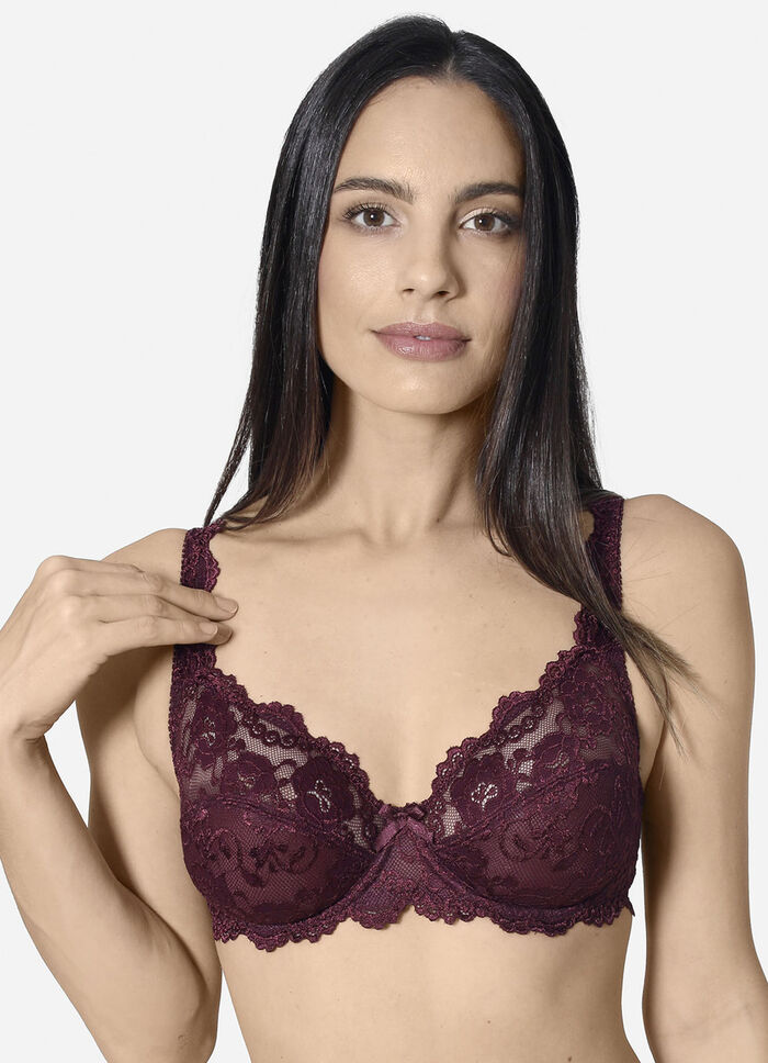 Sassa Zweierpack Bügel-BH aus Elastikspitze 1X BURGUND, 1X PUDER