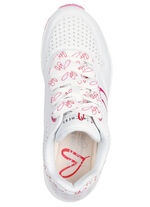 SKECHERS Schnür-Sneaker mit niedlichen Herzchen bedruckt WEISS-PINK