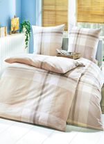 Bügelfreie Bettwäsche-Garnitur aus dem Hause Biberna BEIGE