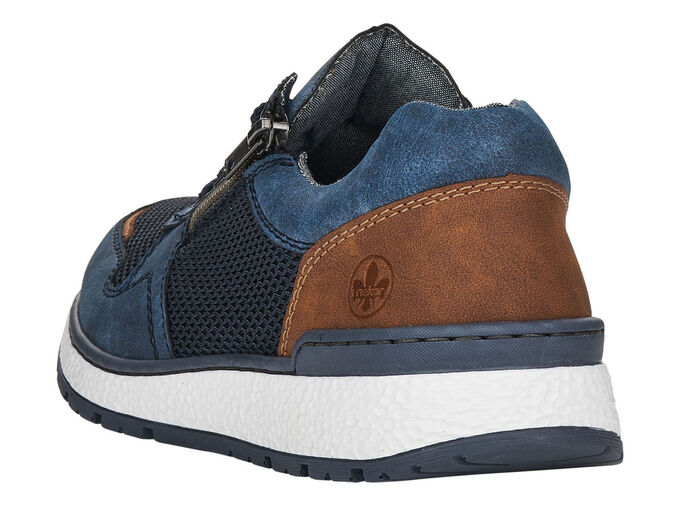 Rieker, bequeme Herren-Sneaker, Weite H, mit herausnehmbarem Fußbett BLAU-BRAUN