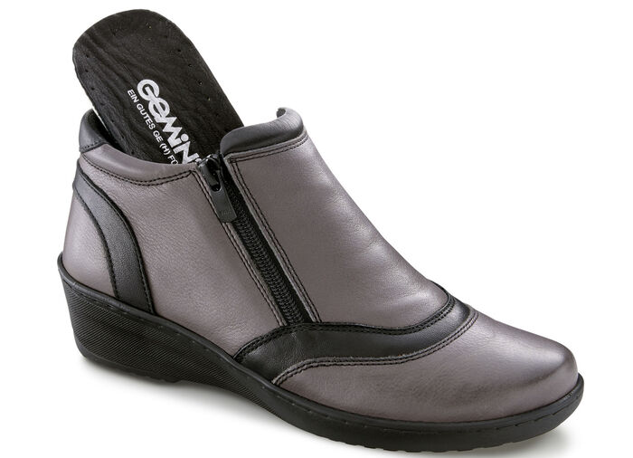 Gemini, bequeme Damen-Boots, Weite H, mit herausnehmbarem Fußbett GRAU-SCHWARZ