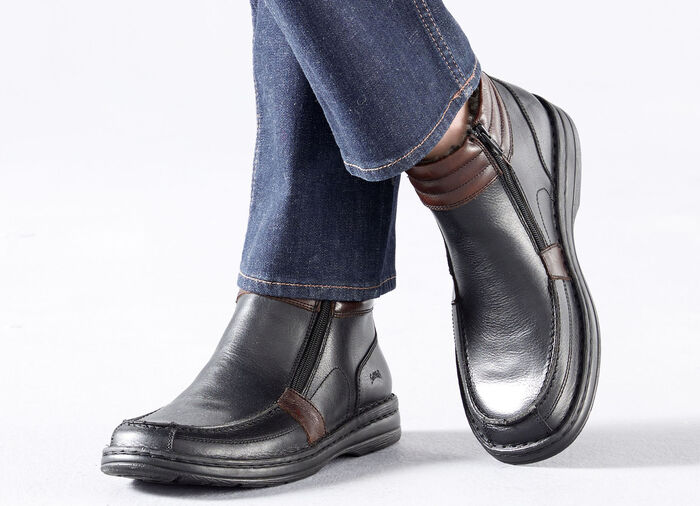 GINO GALANTE, gefütterte Herren-Boots, Winterschuhe, mit herausnehmbarem Fußbett SCHWARZ-BURGUND