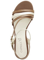Caprice Sandalette aus teilweise metallisiertem Nappaleder COGNAC-GOLD