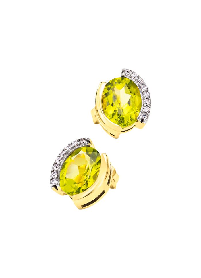Ohrstecker mit echt Peridot und synth. Zirkonia 