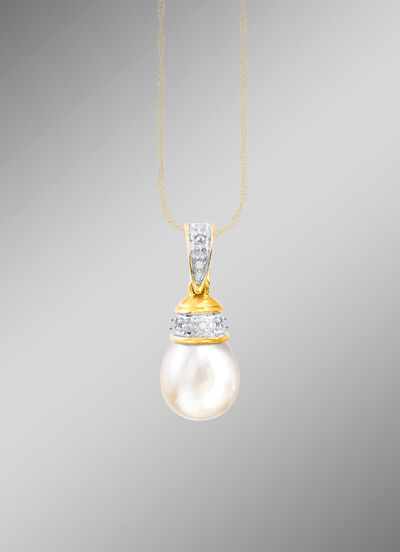 Anhänger Diamanten und Süßwasser-Zuchtperle 