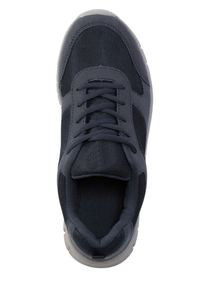 Schn&uuml;r-Sneaker aus Synthetik und weichem Textilmaterial DUNKELBLAU