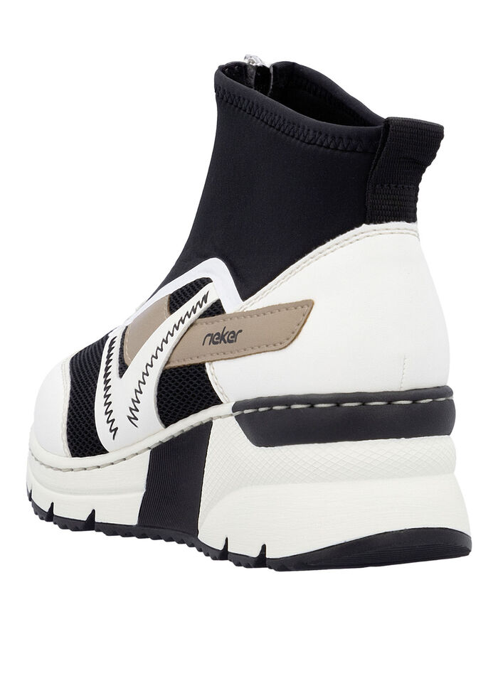 Rieker Bootie mit Schaft aus elastischem Textil CREME-SCHWARZ-BRAUN