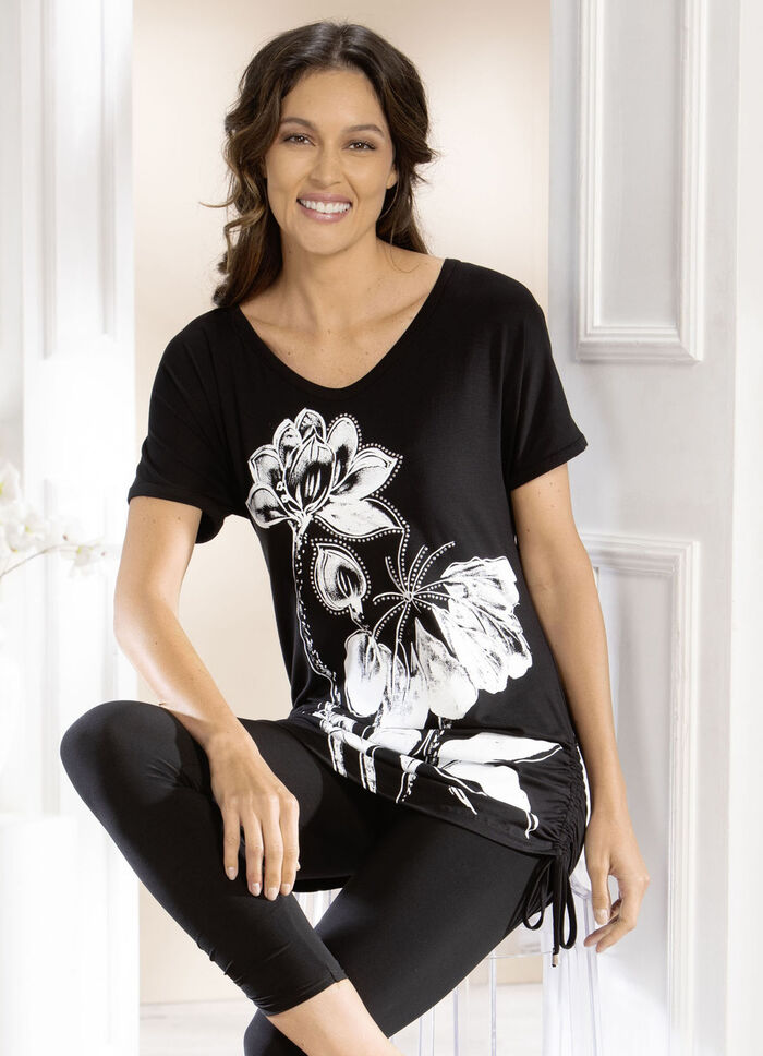 Longshirt mit Kontrastdruck 