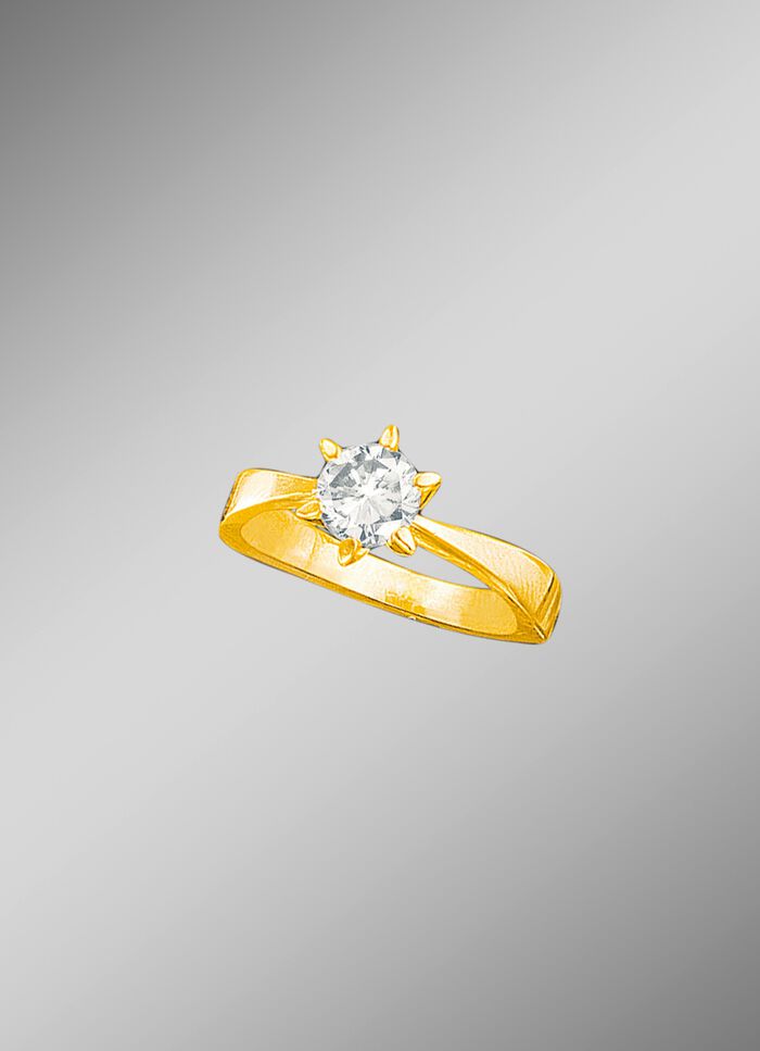 Damen-Solit&auml;rring mit champagnerfarbenem Brillant 