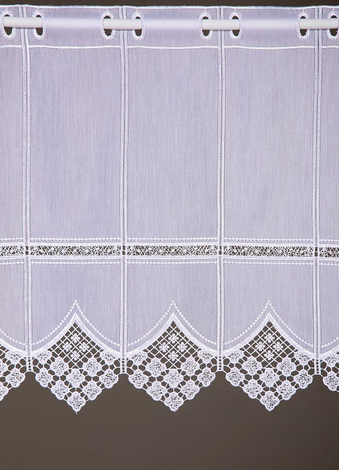 Kurzstore mit edler Macramé-Spitze und Stangendurchzug 