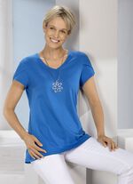 Shirt mit doppellagigen, kurzen Ärmeln in 3 Farben ROYALBLAU