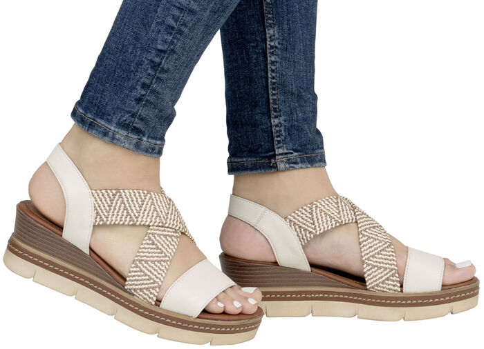 Remonte Sandalette mit Flechtdurchzügen HELLBEIGE-SAND