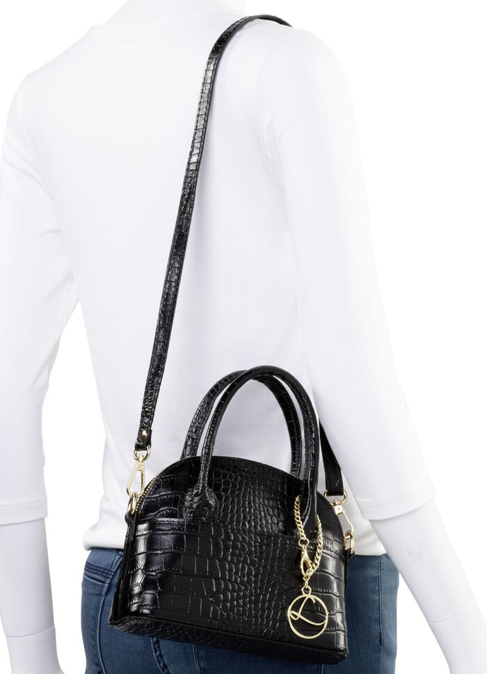 Laurina Mini-Tasche mit Reptilprägung SCHWARZ