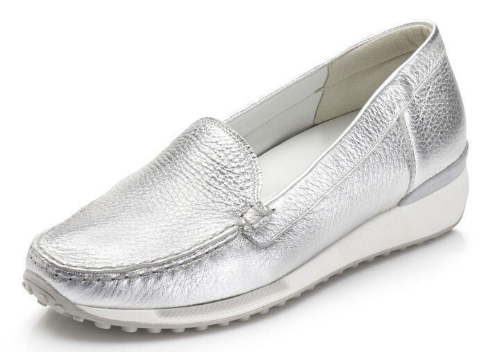 Waldläufer Slipper aus weichem Hirschleder SILBER
