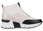 Rieker, stylische Damen-Boots, Weite G, mit Reißverschluss ECRU-SCHWARZ