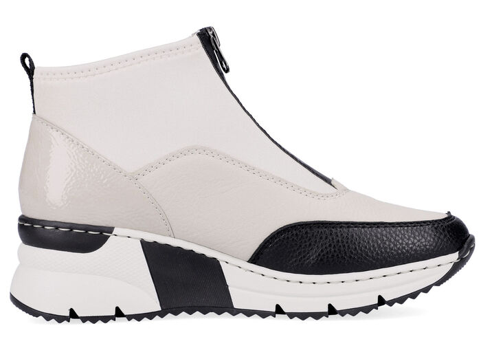 Rieker, stylische Damen-Boots, Weite G, mit Reißverschluss ECRU-SCHWARZ