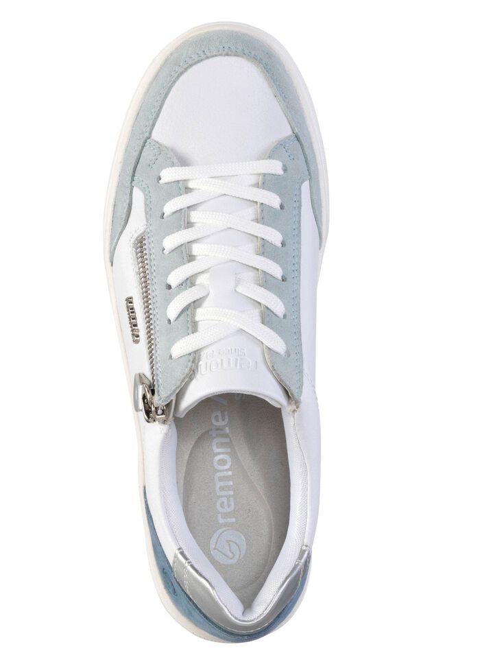 Remonte Sneaker aus Nappa- und Veloursleder mit Metallic-Besatz BLAU-WEISS-SILBER
