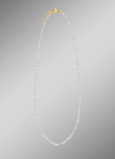 Au&szlig;ergew&ouml;hnliche Halskette mit Roh-Diamanten in Hellgrau 