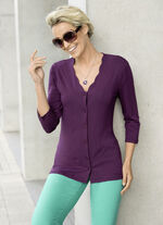 Shirtbluse mit durchgehender Knopfleiste in 2 Farben BEERE