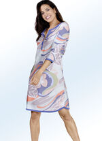 Nachthemd mit Knopfleiste, knielang mit 3/4-langen Ärmeln RAUCHBLAU-BUNT