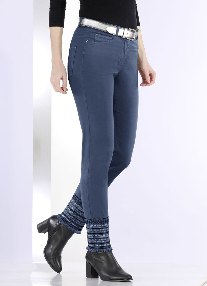 Hose mit aufwendiger Stickerei im Ethno-Stil BLAU