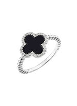 Damenring aus Silber mit Onyx und Zirkonia 