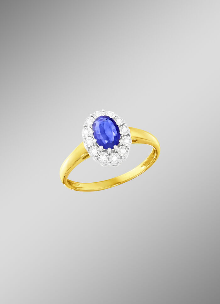 Damenring mit Brillanten und Safir