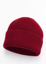 Trendige Damen-Mütze, mit breitem Umschlag BORDEAUX