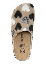 Mubb Wollfilz-Pantoffel mit frechem Herzchen-Dessin BEIGE-SCHWARZ